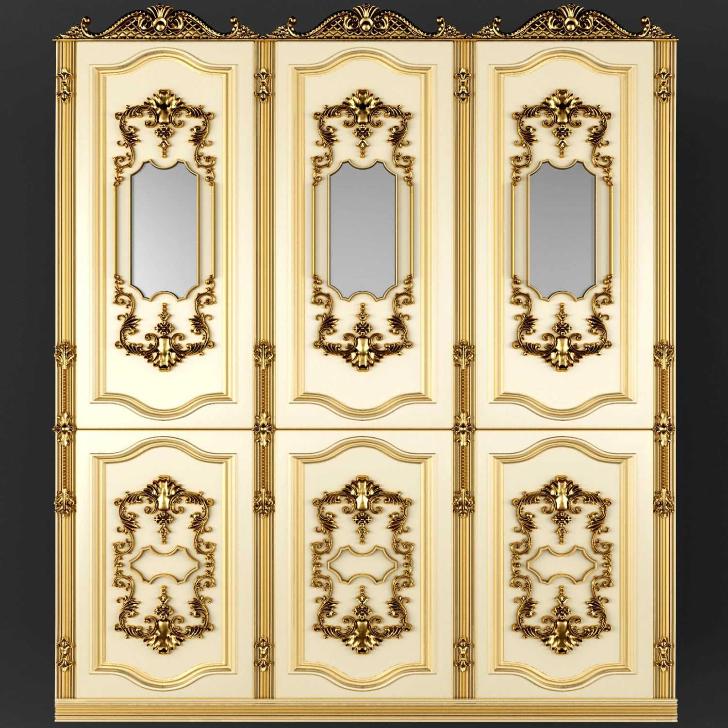 baroque boiserie panel 3D Model .c4d .max .obj .3ds .fbx .stl .blend 