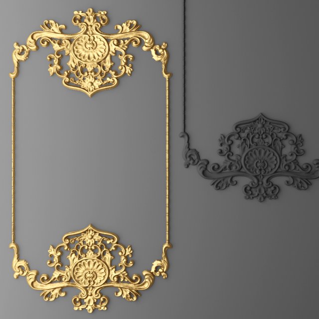 baroque frame stucco 3D-Modell .c4d .max .obj .3ds .fbx .stl .blend 