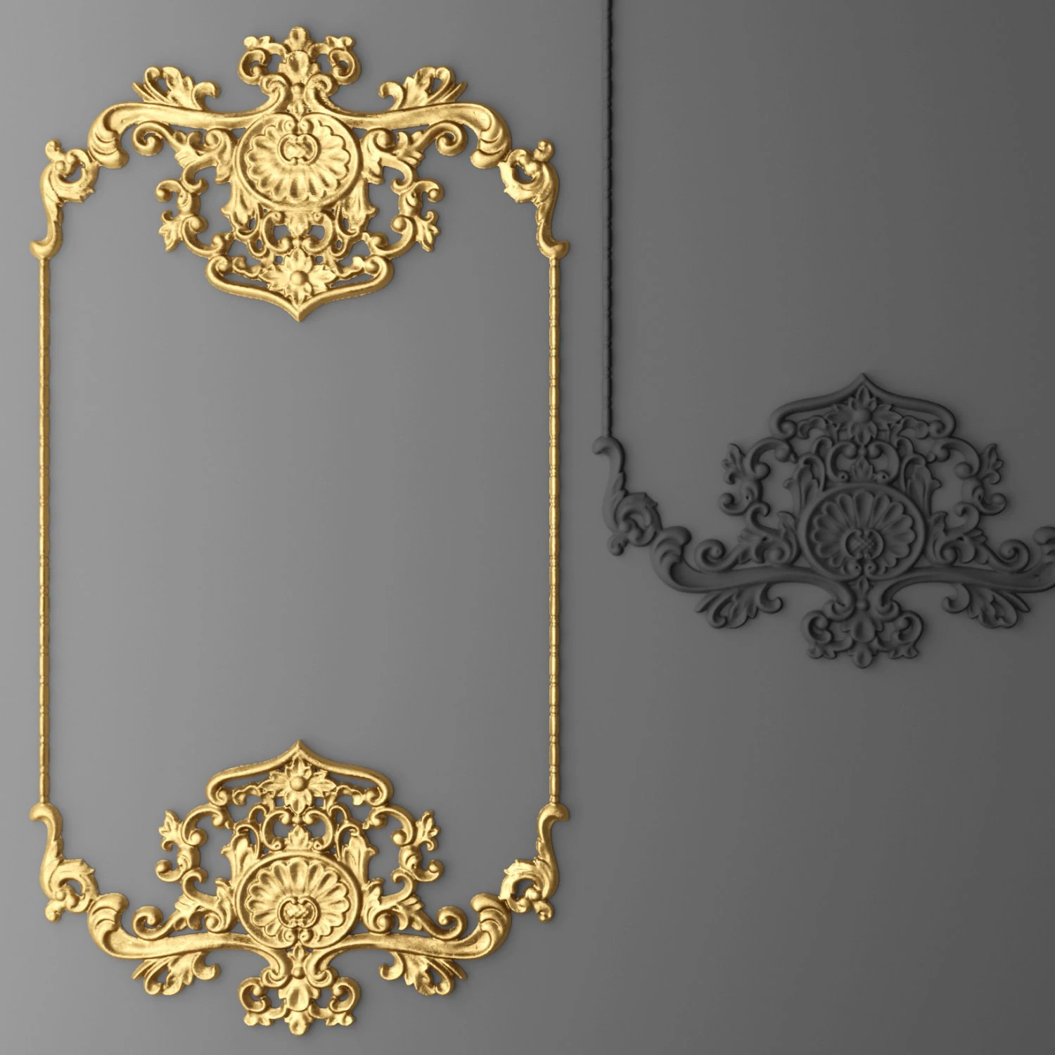 baroque frame stucco 3D Model .c4d .max .obj .3ds .fbx .stl .blend 