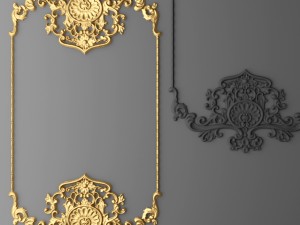baroque frame stucco 3D Model