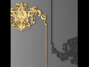 baroque frame stucco 3D Model