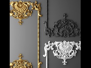 baroque frame stucco 3D Model