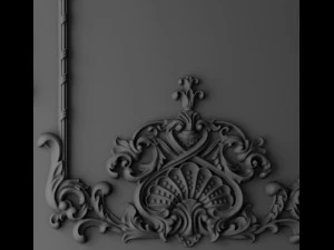 baroque frame stucco 3D Model