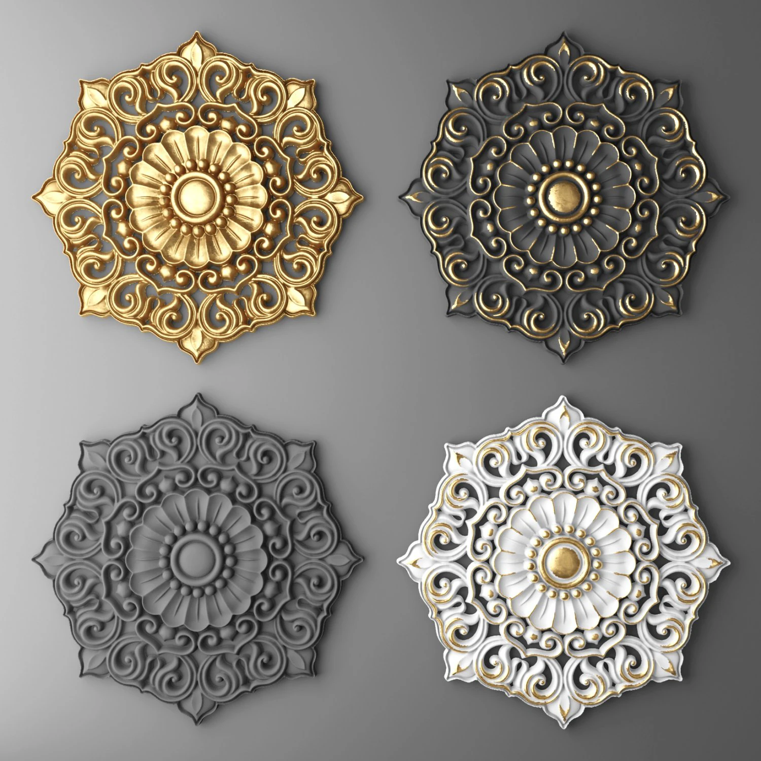 rosette round molding 3D Model .c4d .max .obj .3ds .fbx .stl .blend 