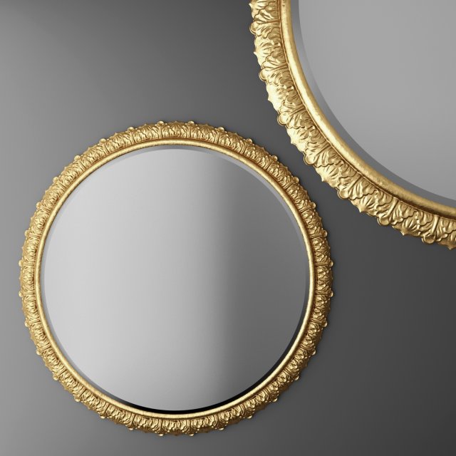 baroque frame round mirror 3D Model .c4d .max .obj .3ds .fbx .stl .blend 