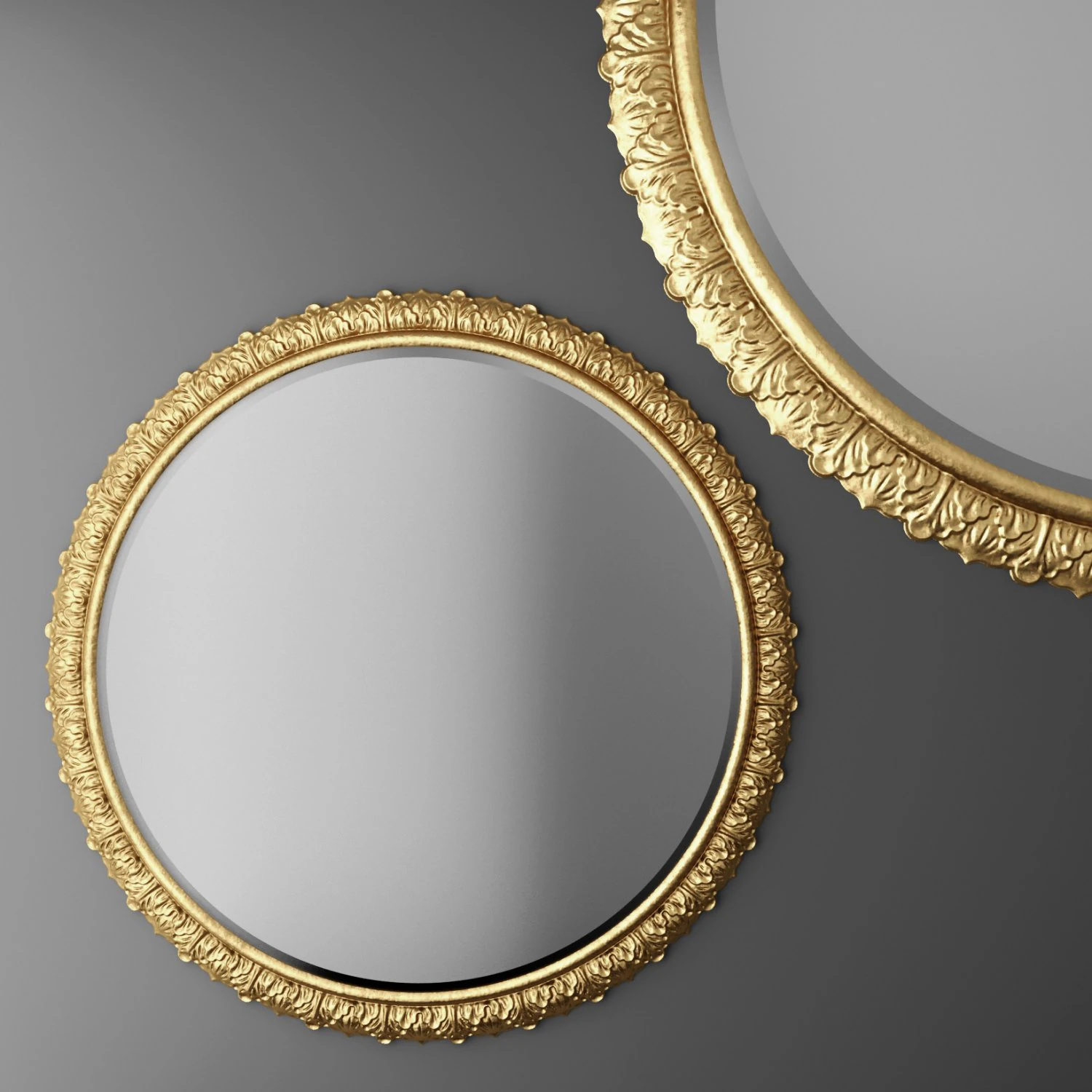 baroque frame round mirror 3D Model .c4d .max .obj .3ds .fbx .stl .blend 