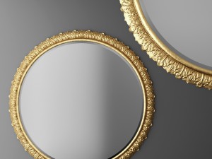 baroque frame round mirror 3D Model