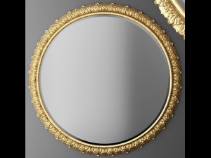 baroque frame round mirror 3D Model