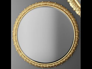 baroque frame round mirror 3D Model