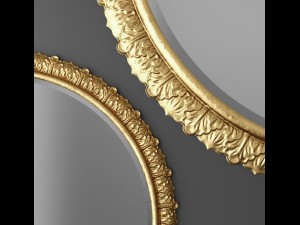 baroque frame round mirror 3D Model