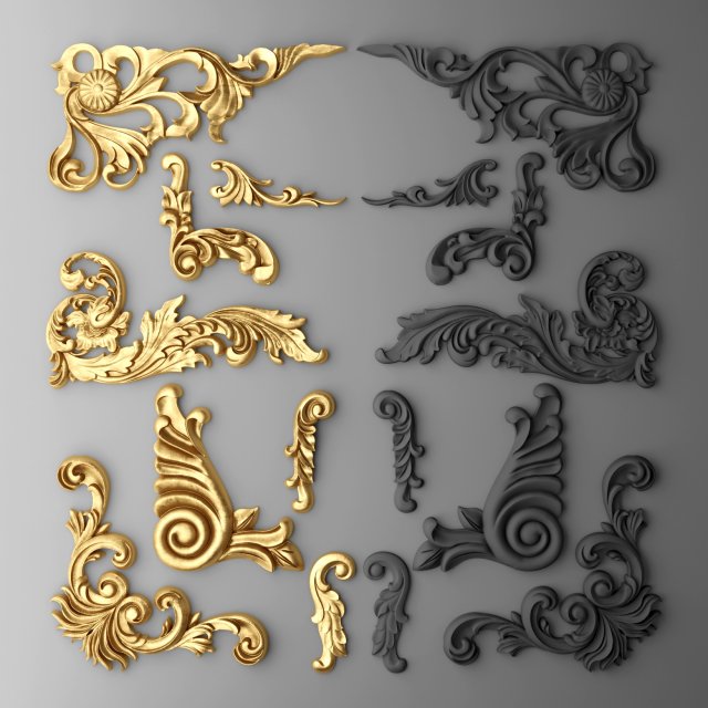 boiserie molding 3D Model .c4d .max .obj .3ds .fbx .stl .blend 