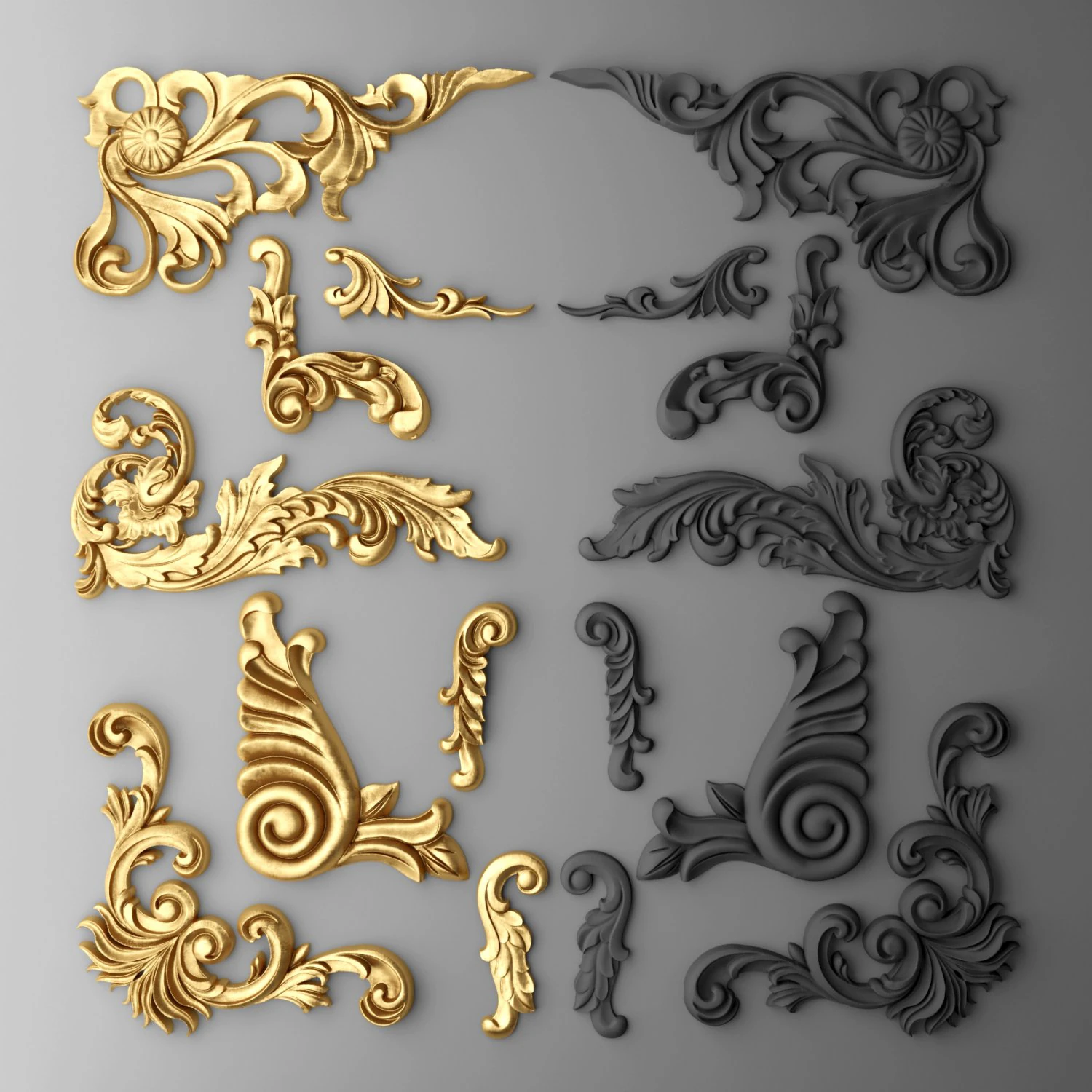 boiserie molding 3D Model .c4d .max .obj .3ds .fbx .stl .blend