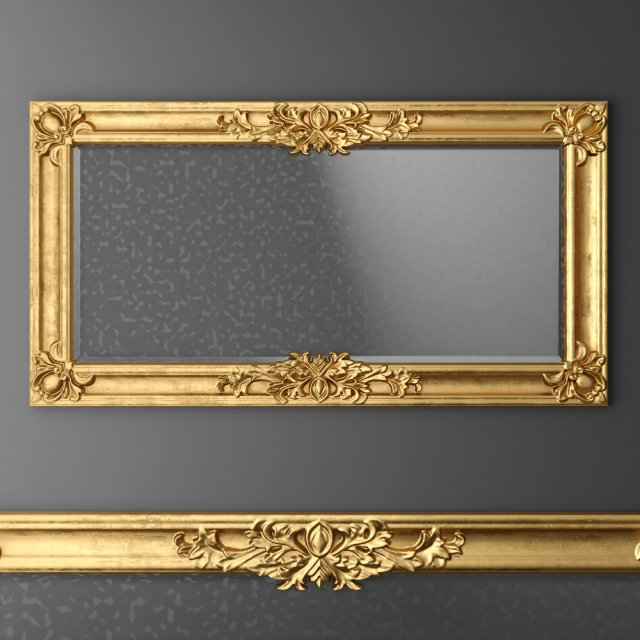 baroque frame mirror Modelo 3D .c4d .max .obj .3ds .fbx .stl .blend 
