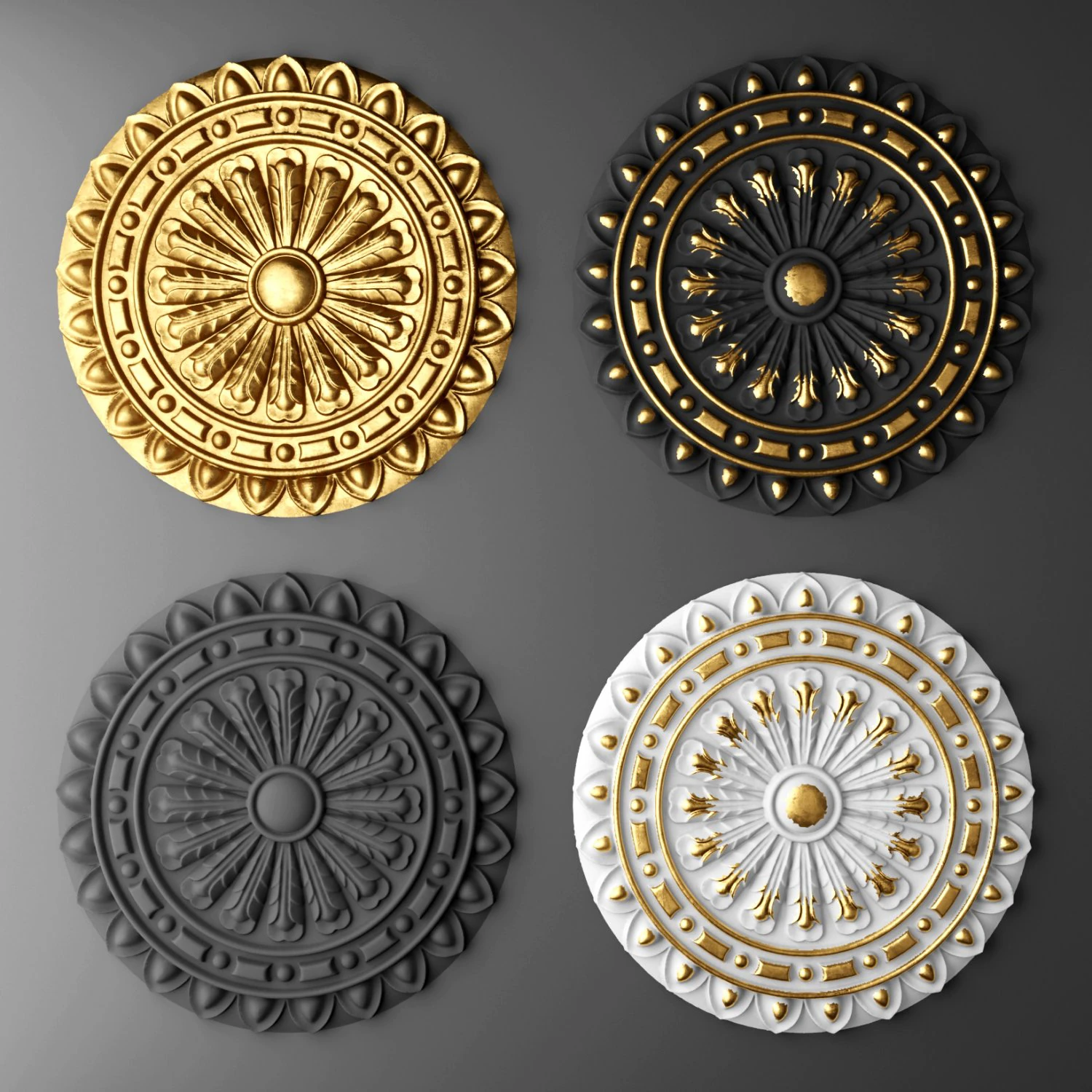 rosette round molding 3D Model .c4d .max .obj .3ds .fbx .stl .blend