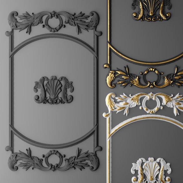 boiserie molding Model 3D .c4d .max .obj .3ds .fbx .stl .blend 