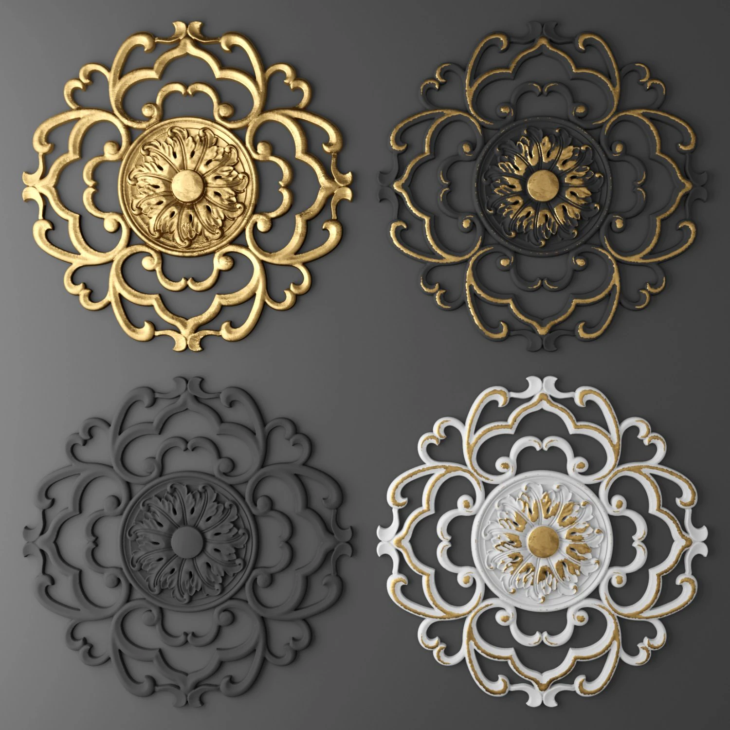 rosette round molding 3D Model .c4d .max .obj .3ds .fbx .stl .blend 