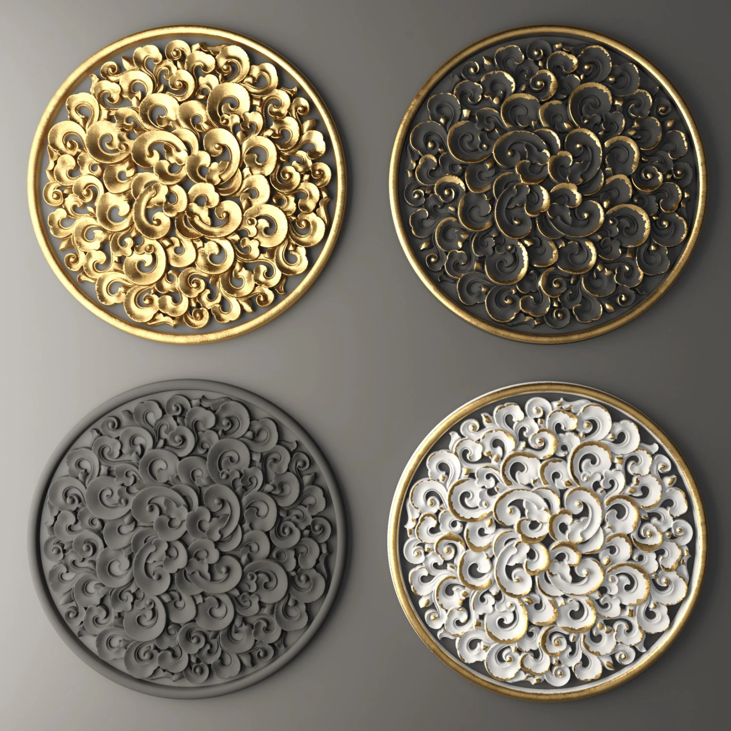rosette round molding 3D Model .c4d .max .obj .3ds .fbx .stl .blend 