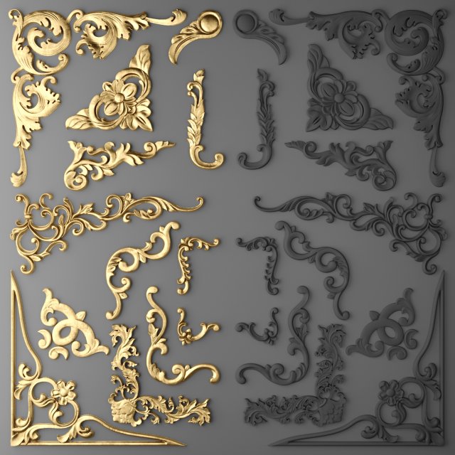cartouches set 3D Модель .c4d .max .obj .3ds .fbx .stl .blend 