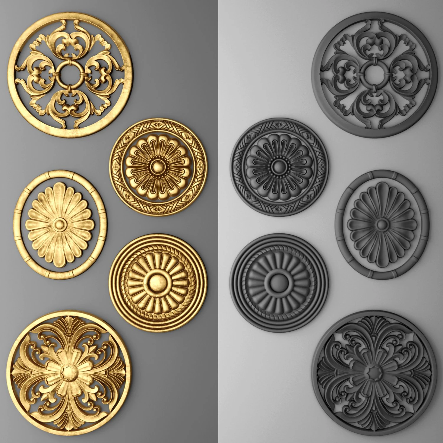 rosette set 3D Model .c4d .max .obj .3ds .fbx .stl .blend 