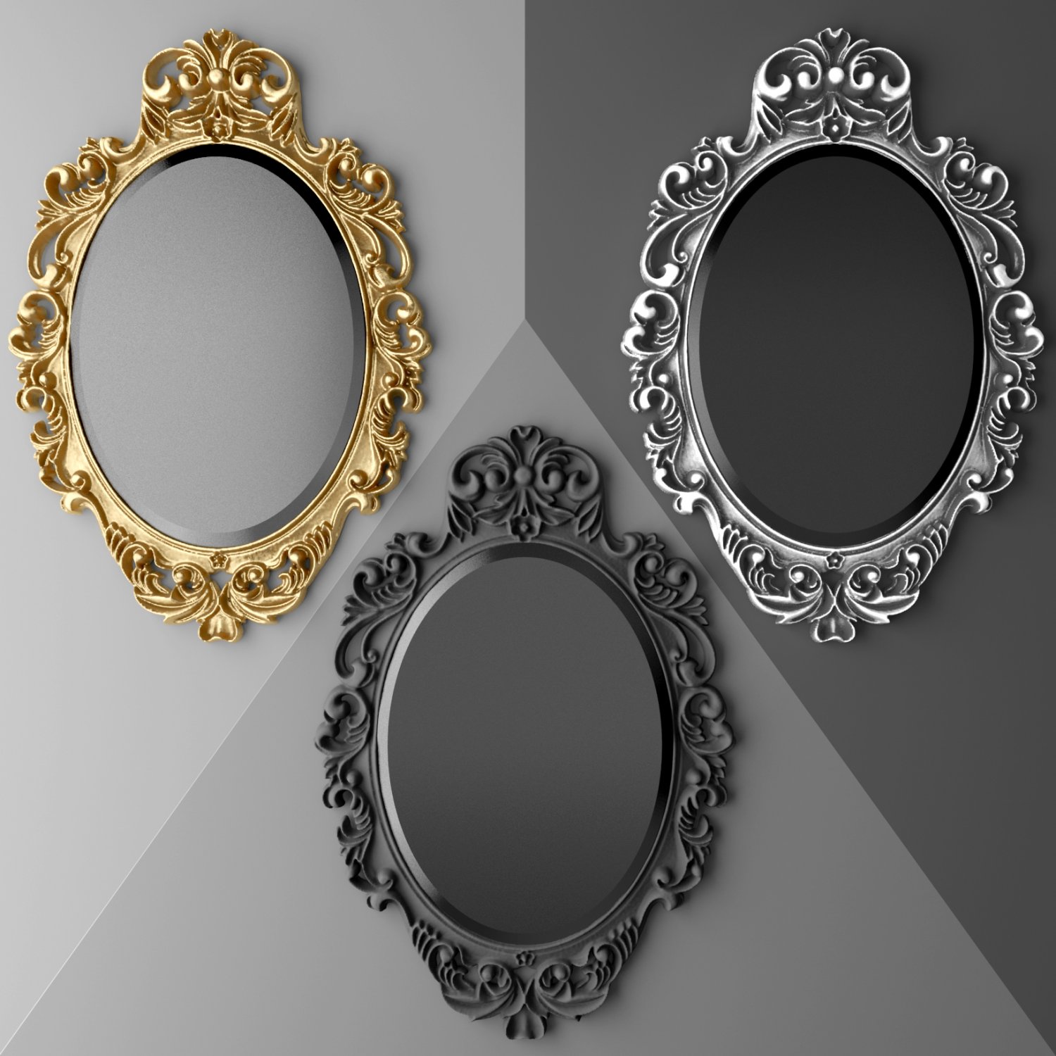 Download Baroque Oval Frame 3d Model In Household Items 3dexport