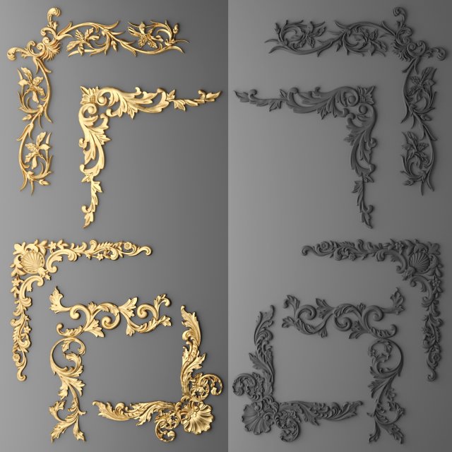 cartouches set 3D 模型 .c4d .max .obj .3ds .fbx .stl .blend 