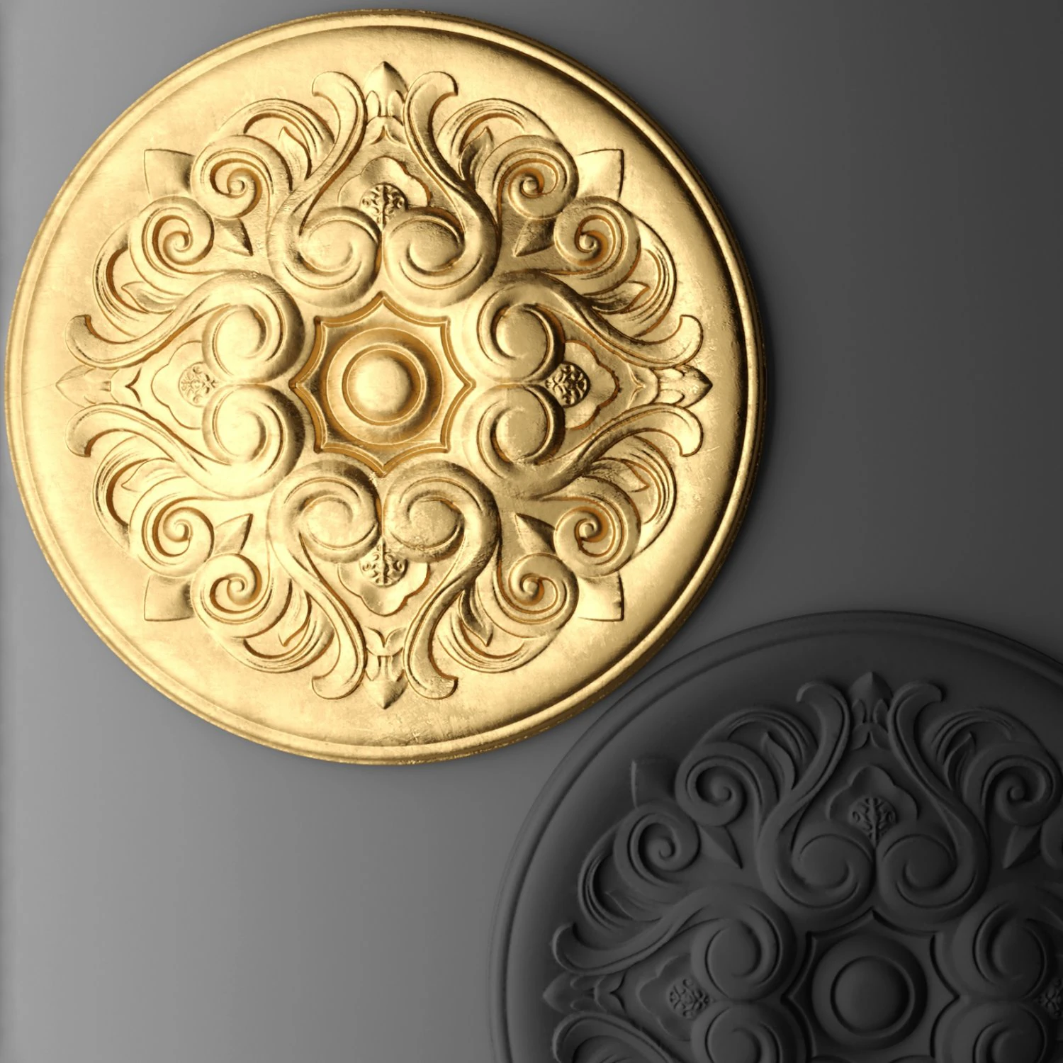 rosette round molding 3d 3D Model .c4d .max .obj .3ds .fbx .stl .blend 