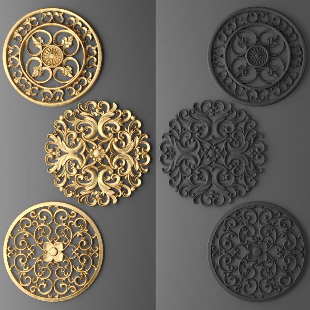 rosette round molding 3D 모델 .c4d .max .obj .3ds .fbx .stl .blend