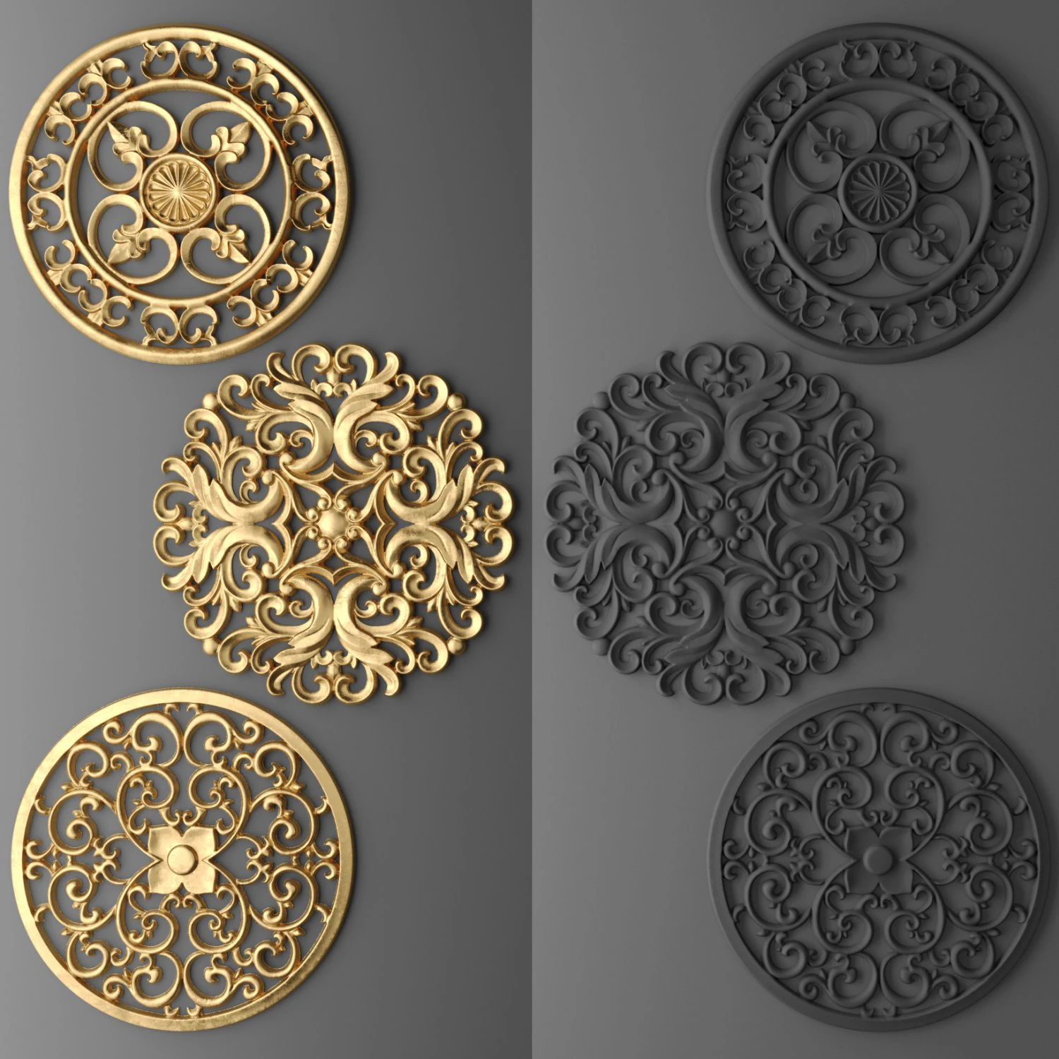 rosette round molding 3D Model .c4d .max .obj .3ds .fbx .stl .blend