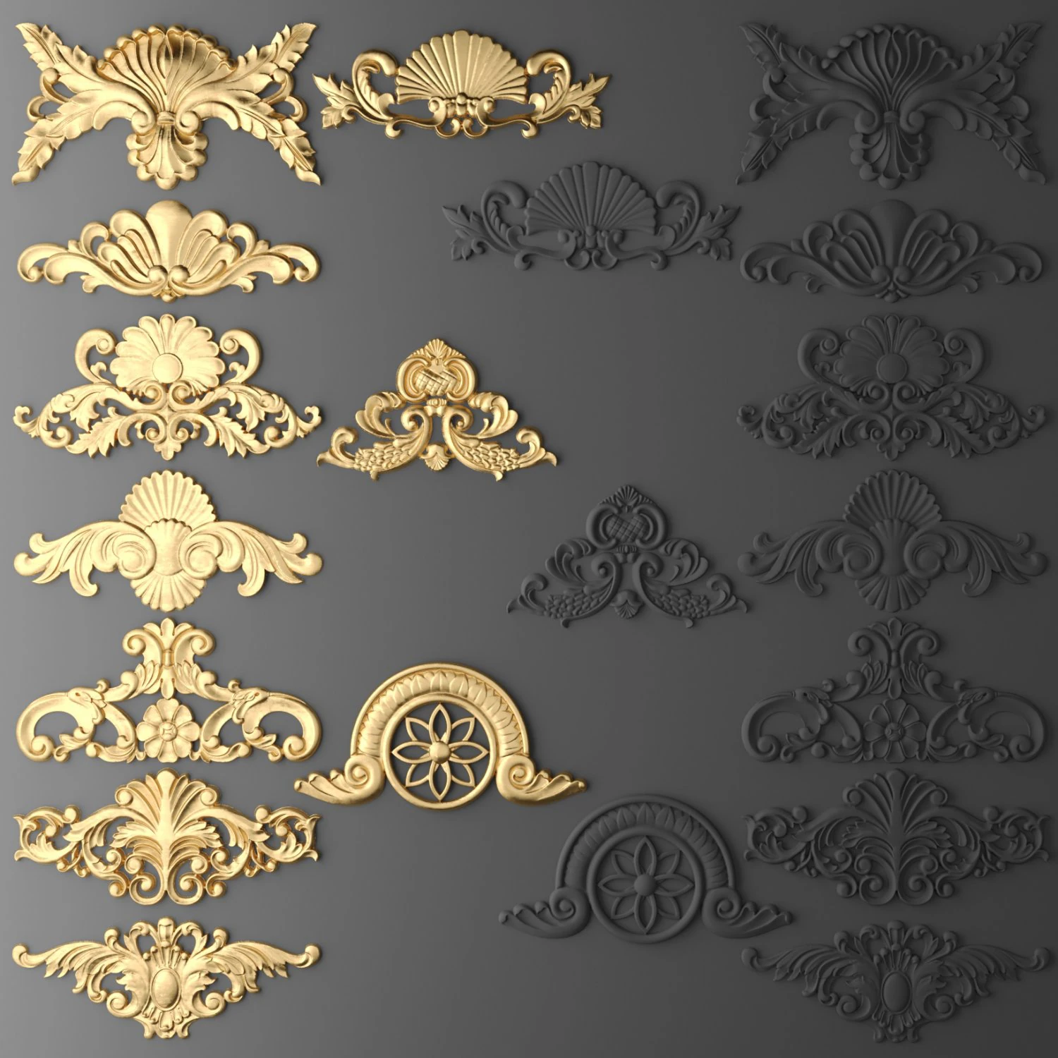 cartouches set 3D Model .c4d .max .obj .3ds .fbx .stl .blend