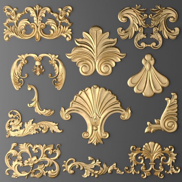 cartouches set Model 3D .c4d .max .obj .3ds .fbx .stl .blend 