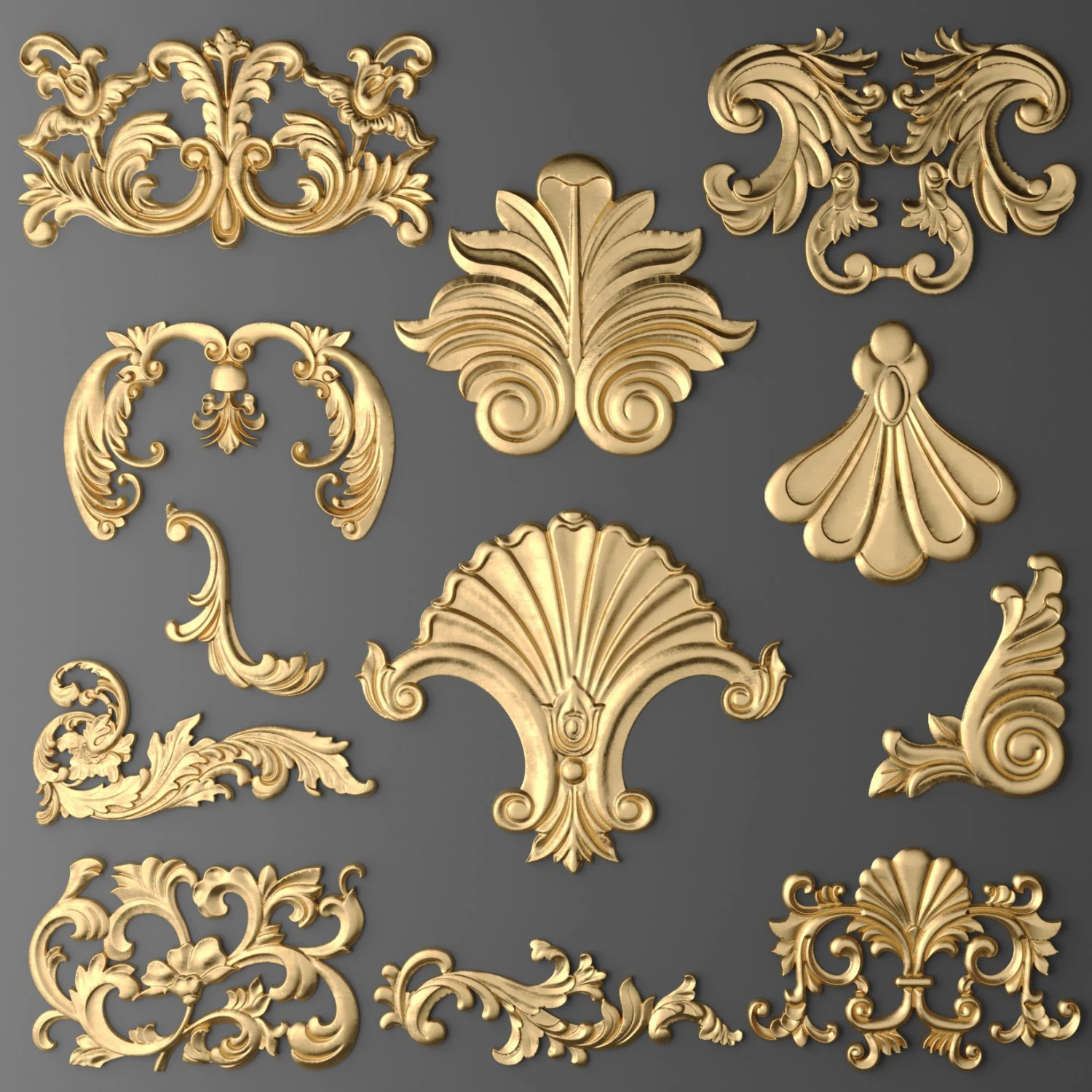cartouches set 3D Model .c4d .max .obj .3ds .fbx .stl .blend 