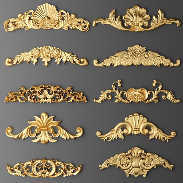 cartouches set 3D Модель .c4d .max .obj .3ds .fbx .stl .blend 