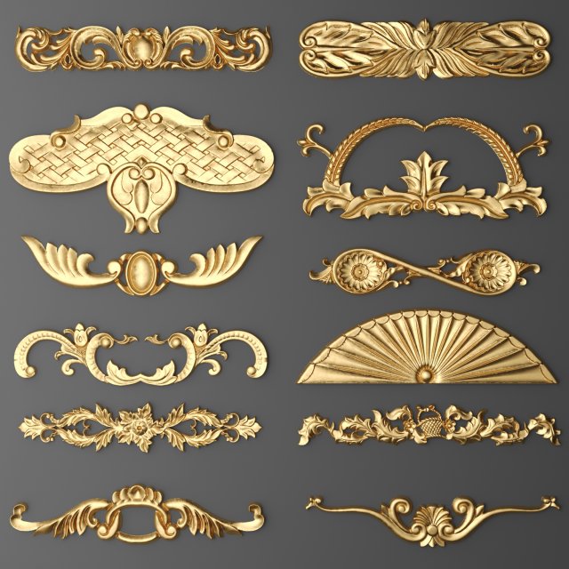 cartouches set 3D मॉडल .c4d .max .obj .3ds .fbx .stl .blend 