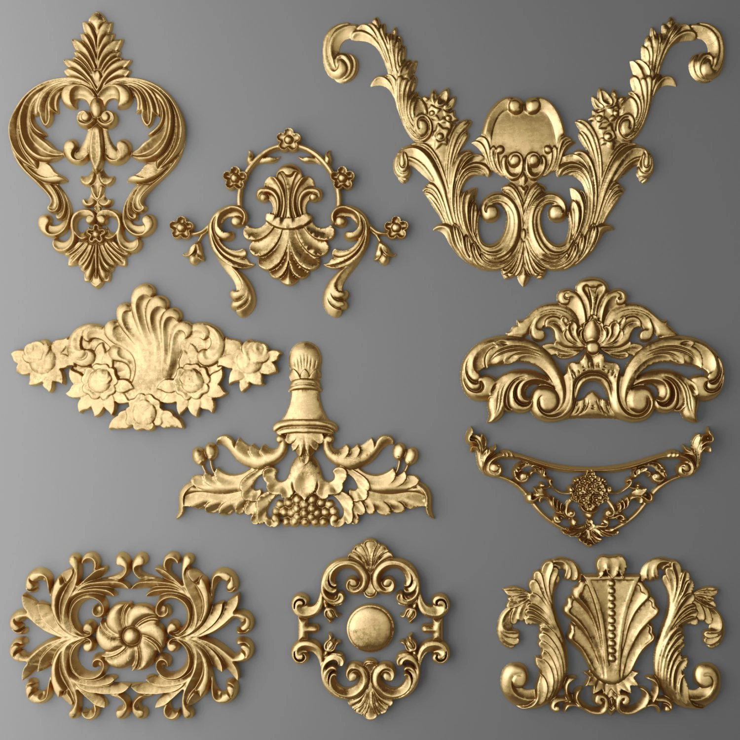 cartouches set 3D Model .c4d .max .obj .3ds .fbx .stl .blend 