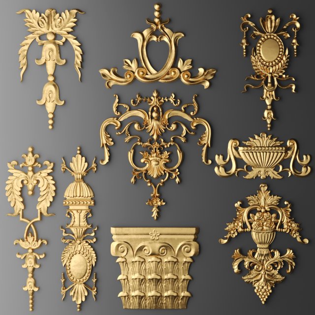 cartouches set 3D Model .c4d .max .obj .3ds .fbx .stl .blend 
