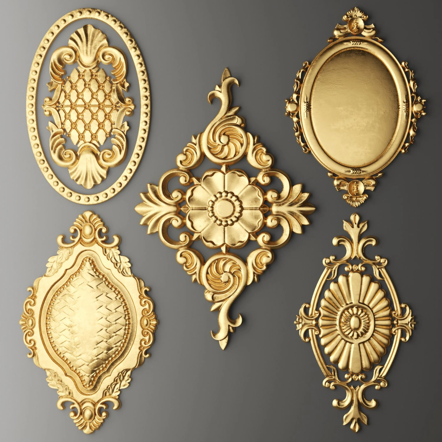rosette round molding 3D Model .c4d .max .obj .3ds .fbx .stl .blend 