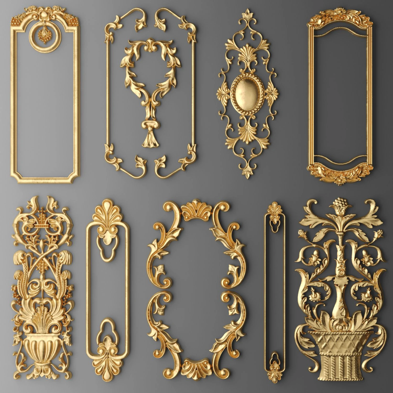 cartouches set 3D Model .c4d .max .obj .3ds .fbx .stl .blend 