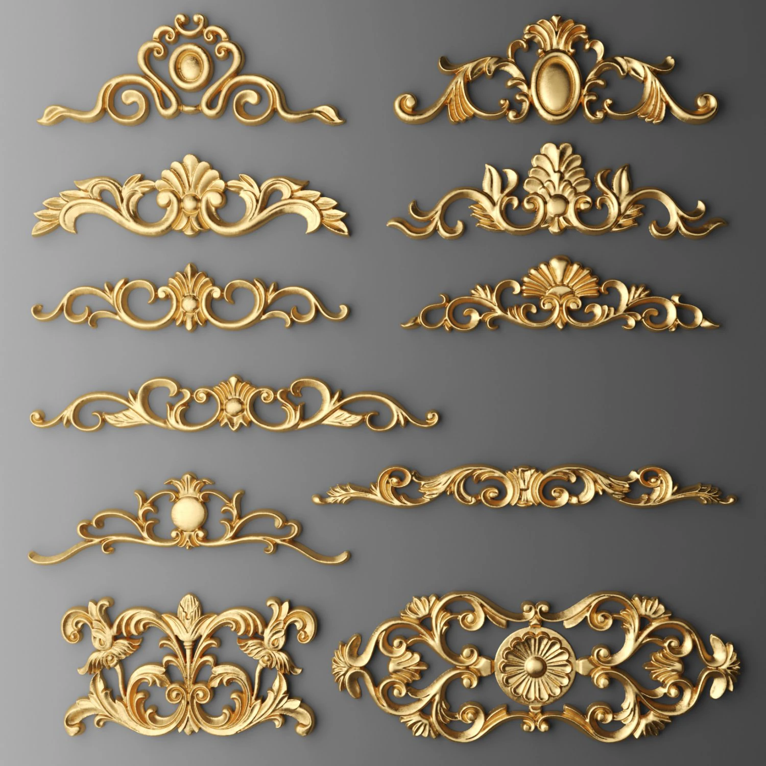 cartouches set 3D Model .c4d .max .obj .3ds .fbx .stl .blend