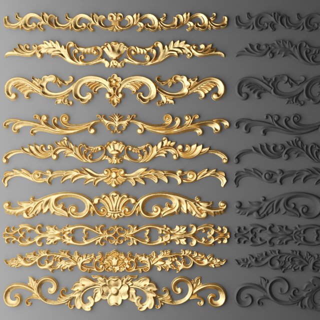 cartouches set 3D Model .c4d .max .obj .3ds .fbx .stl .blend 
