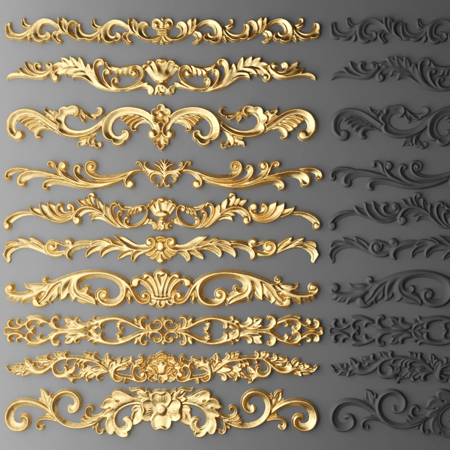cartouches set 3D Model .c4d .max .obj .3ds .fbx .stl .blend 