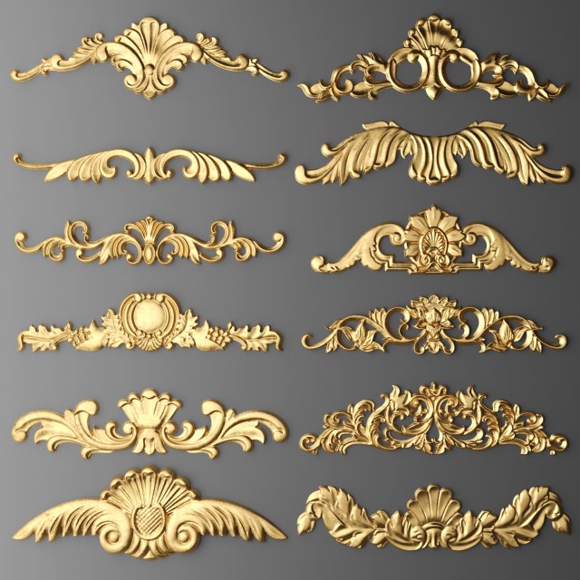 cartouches set 3D 모델 .c4d .max .obj .3ds .fbx .stl .blend 