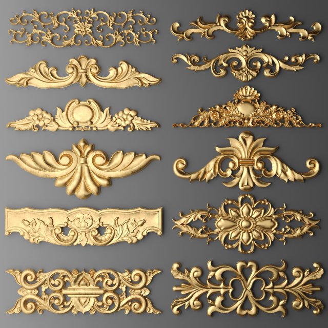 cartouches set 3D Model .c4d .max .obj .3ds .fbx .stl .blend 