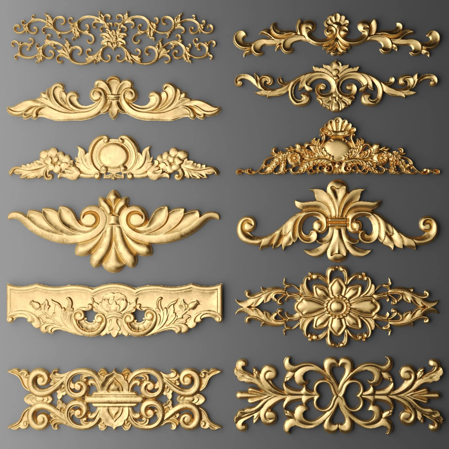 cartouches set 3D Model .c4d .max .obj .3ds .fbx .stl .blend 