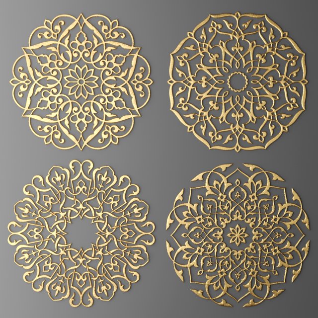 rosette round molding 3D Model .c4d .max .obj .3ds .fbx .stl .blend 