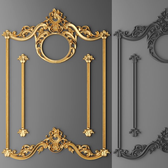 stucco decor frame 3D मॉडल .c4d .max .obj .3ds .fbx .stl .blend 
