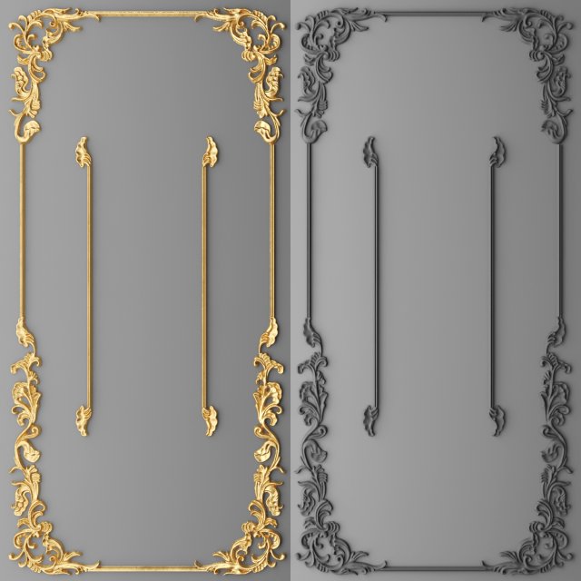 stucco decor frame 3D Модель .c4d .max .obj .3ds .fbx .stl .blend 