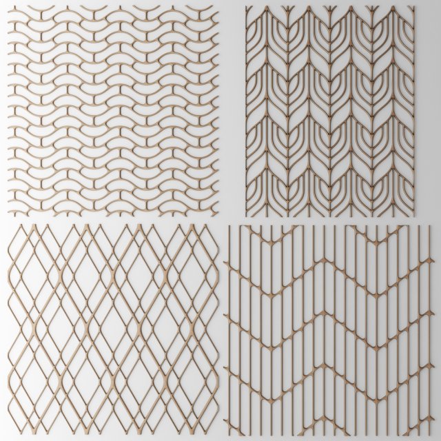 set panel lattice grille 3d Model 3D .c4d .max .obj .3ds .fbx .stl .blend 