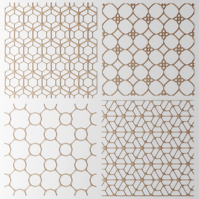 set panel lattice grille 3d 3D 模型 .c4d .max .obj .3ds .fbx .stl .blend 