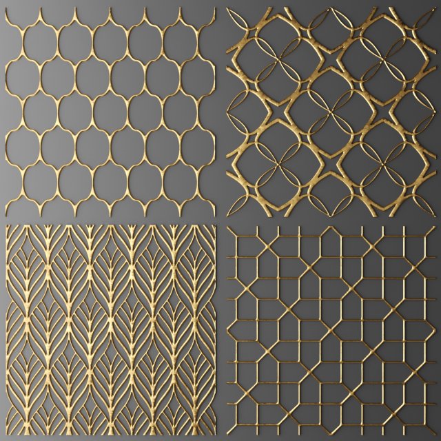 set panel lattice grille 3d Model 3D .c4d .max .obj .3ds .fbx .stl .blend 