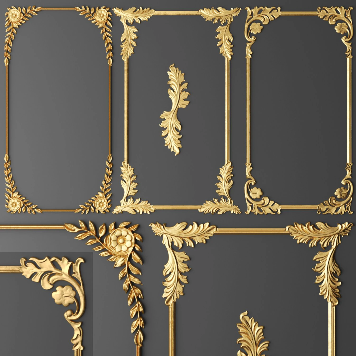 frame cartouches set 3d 3D Model .c4d .max .obj .3ds .fbx .stl .blend